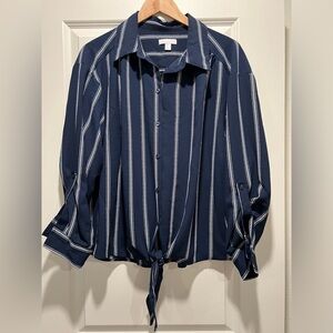 Navy/white striped blouse